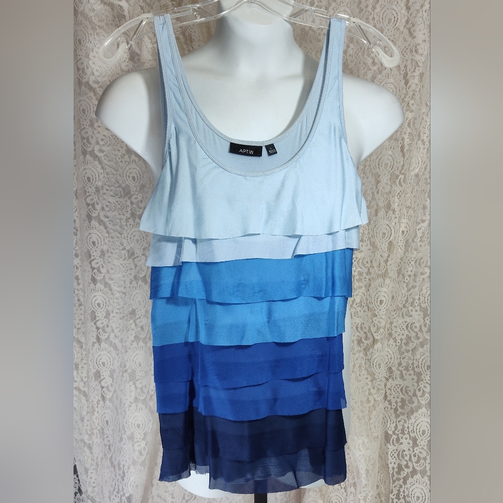 Apt 9 Blue Tank Top with Chic Ruffle Design NWOT